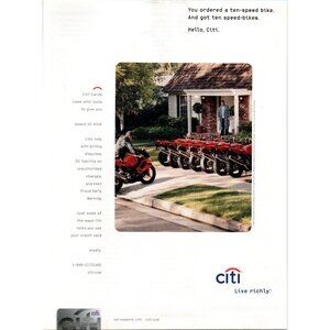 2003 Citi Citibank Credit Cards Vintage Print Ad 10 Speed Bike Motorcycle Art